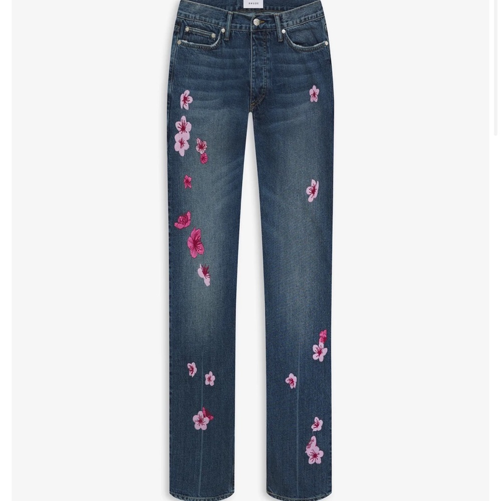 RHUDE BLOSSOM EMB DENIM